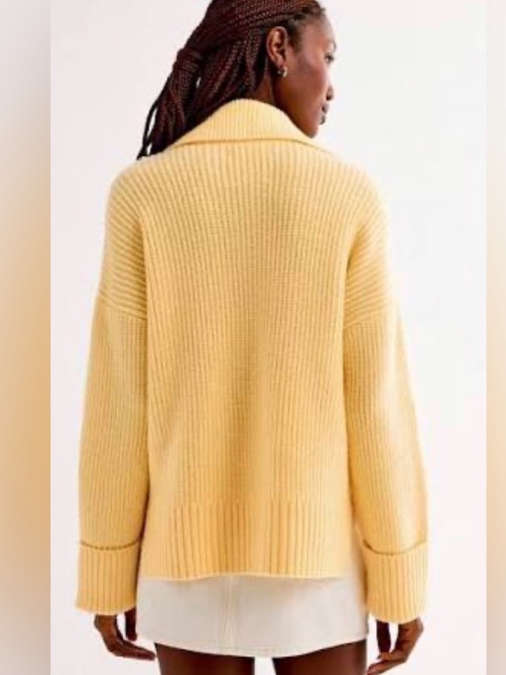 Abercrombie Yellow Ribbed Collared Cardigan - Picture 4 of 4